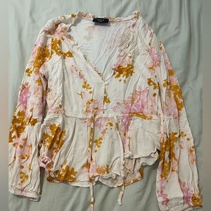 Floral long sleeve crop top